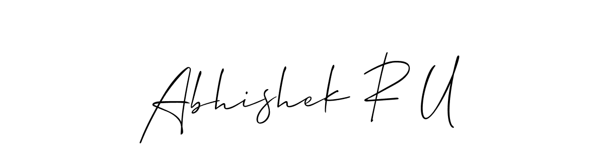 Also You can easily find your signature by using the search form. We will create Abhishek R U name handwritten signature images for you free of cost using Allison_Script sign style. Abhishek R U signature style 2 images and pictures png