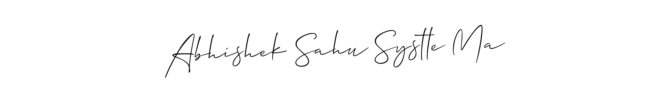 The best way (Allison_Script) to make a short signature is to pick only two or three words in your name. The name Abhishek Sahu Systle Ma include a total of six letters. For converting this name. Abhishek Sahu Systle Ma signature style 2 images and pictures png