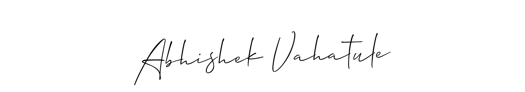 The best way (Allison_Script) to make a short signature is to pick only two or three words in your name. The name Abhishek Vahatule include a total of six letters. For converting this name. Abhishek Vahatule signature style 2 images and pictures png