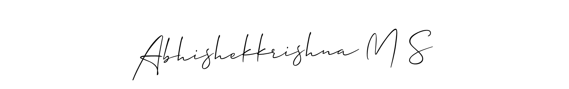 Also You can easily find your signature by using the search form. We will create Abhishekkrishna M S name handwritten signature images for you free of cost using Allison_Script sign style. Abhishekkrishna M S signature style 2 images and pictures png