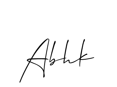 The best way (Allison_Script) to make a short signature is to pick only two or three words in your name. The name Abhk include a total of six letters. For converting this name. Abhk signature style 2 images and pictures png