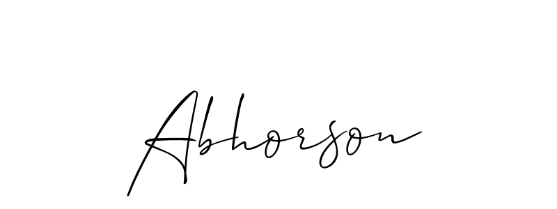 The best way (Allison_Script) to make a short signature is to pick only two or three words in your name. The name Abhorson include a total of six letters. For converting this name. Abhorson signature style 2 images and pictures png