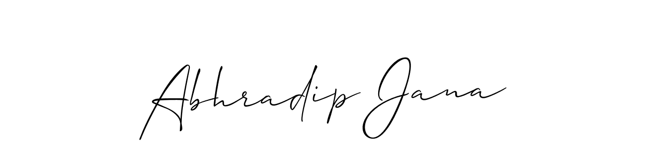 You should practise on your own different ways (Allison_Script) to write your name (Abhradip Jana) in signature. don't let someone else do it for you. Abhradip Jana signature style 2 images and pictures png