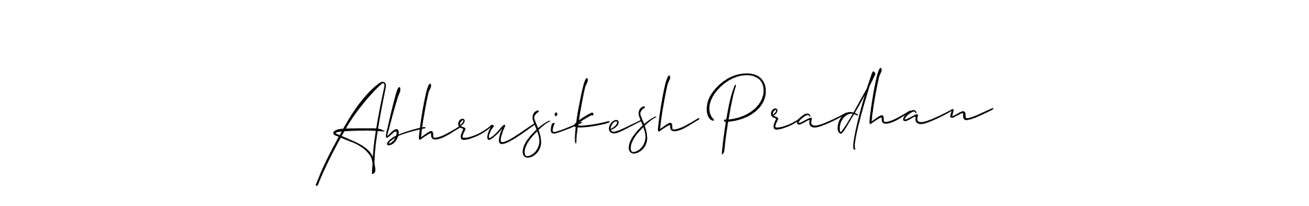 Allison_Script is a professional signature style that is perfect for those who want to add a touch of class to their signature. It is also a great choice for those who want to make their signature more unique. Get Abhrusikesh Pradhan name to fancy signature for free. Abhrusikesh Pradhan signature style 2 images and pictures png