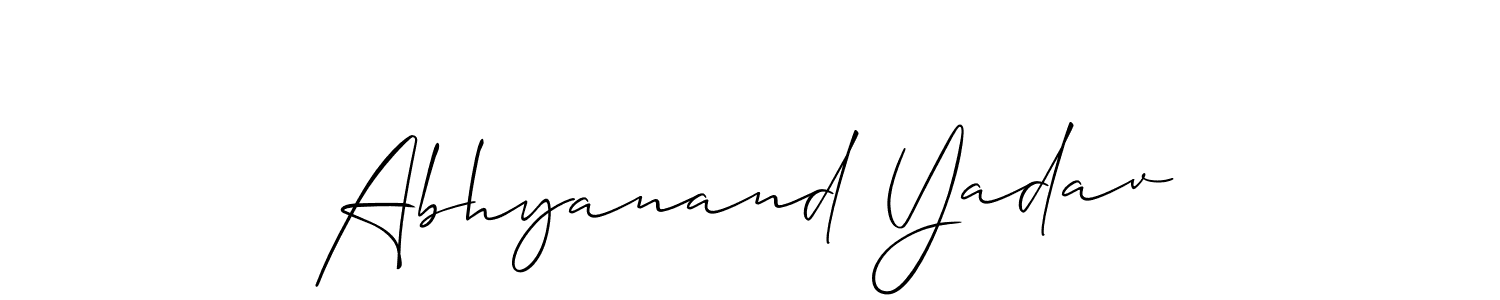 The best way (Allison_Script) to make a short signature is to pick only two or three words in your name. The name Abhyanand Yadav include a total of six letters. For converting this name. Abhyanand Yadav signature style 2 images and pictures png