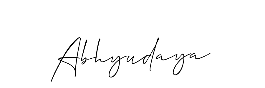 Also You can easily find your signature by using the search form. We will create Abhyudaya name handwritten signature images for you free of cost using Allison_Script sign style. Abhyudaya signature style 2 images and pictures png