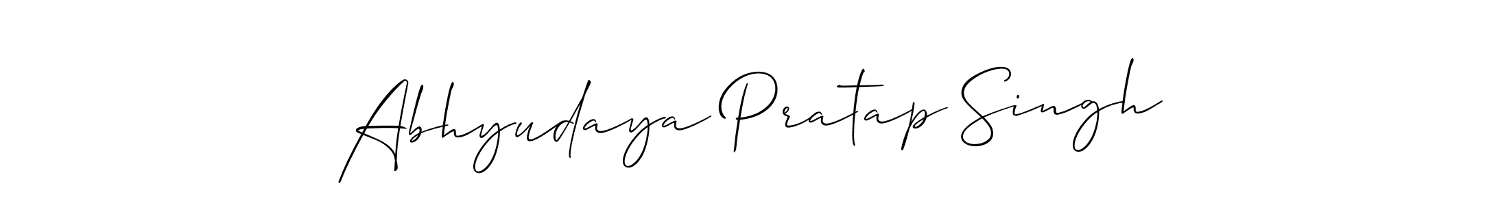 Create a beautiful signature design for name Abhyudaya Pratap Singh. With this signature (Allison_Script) fonts, you can make a handwritten signature for free. Abhyudaya Pratap Singh signature style 2 images and pictures png