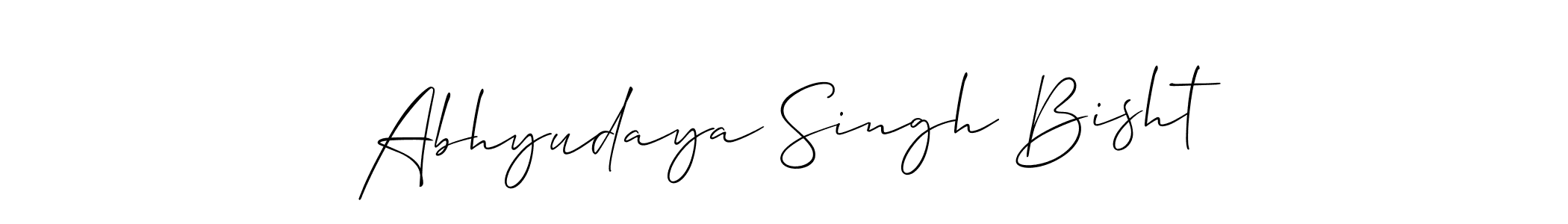 Also we have Abhyudaya Singh Bisht name is the best signature style. Create professional handwritten signature collection using Allison_Script autograph style. Abhyudaya Singh Bisht signature style 2 images and pictures png