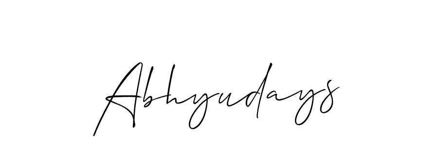 The best way (Allison_Script) to make a short signature is to pick only two or three words in your name. The name Abhyudays include a total of six letters. For converting this name. Abhyudays signature style 2 images and pictures png
