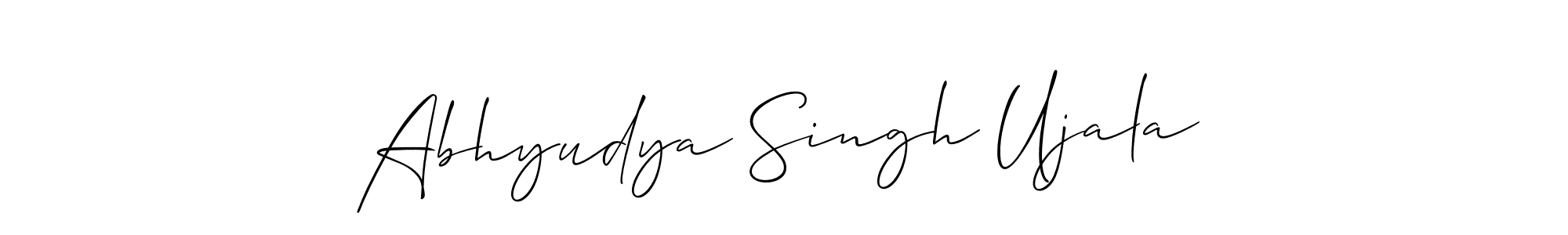 Create a beautiful signature design for name Abhyudya Singh Ujala. With this signature (Allison_Script) fonts, you can make a handwritten signature for free. Abhyudya Singh Ujala signature style 2 images and pictures png