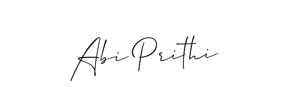 It looks lik you need a new signature style for name Abi Prithi. Design unique handwritten (Allison_Script) signature with our free signature maker in just a few clicks. Abi Prithi signature style 2 images and pictures png