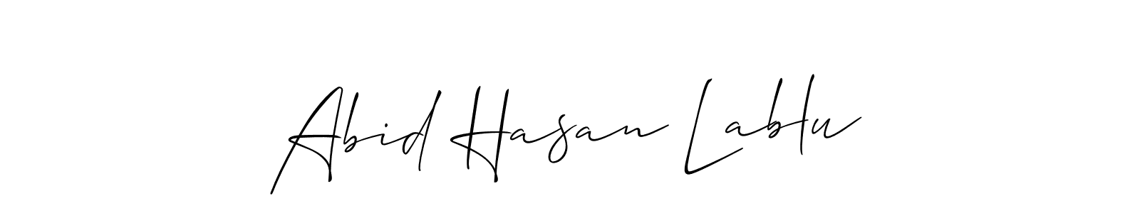 if you are searching for the best signature style for your name Abid Hasan Lablu. so please give up your signature search. here we have designed multiple signature styles  using Allison_Script. Abid Hasan Lablu signature style 2 images and pictures png