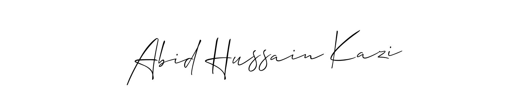 Use a signature maker to create a handwritten signature online. With this signature software, you can design (Allison_Script) your own signature for name Abid Hussain Kazi. Abid Hussain Kazi signature style 2 images and pictures png