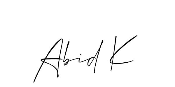 Abid K stylish signature style. Best Handwritten Sign (Allison_Script) for my name. Handwritten Signature Collection Ideas for my name Abid K. Abid K signature style 2 images and pictures png