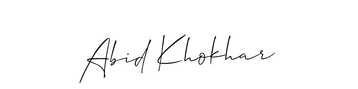 How to make Abid Khokhar name signature. Use Allison_Script style for creating short signs online. This is the latest handwritten sign. Abid Khokhar signature style 2 images and pictures png