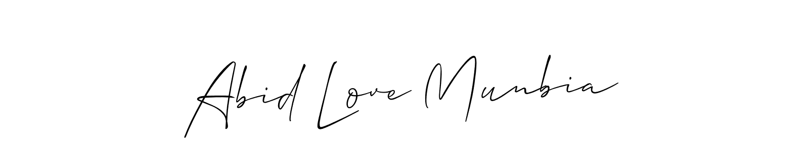 Create a beautiful signature design for name Abid Love Munbia. With this signature (Allison_Script) fonts, you can make a handwritten signature for free. Abid Love Munbia signature style 2 images and pictures png