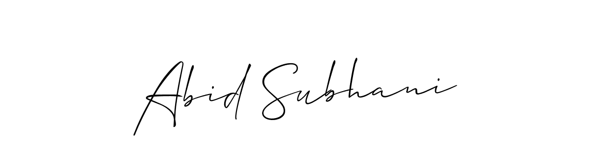 Use a signature maker to create a handwritten signature online. With this signature software, you can design (Allison_Script) your own signature for name Abid Subhani. Abid Subhani signature style 2 images and pictures png