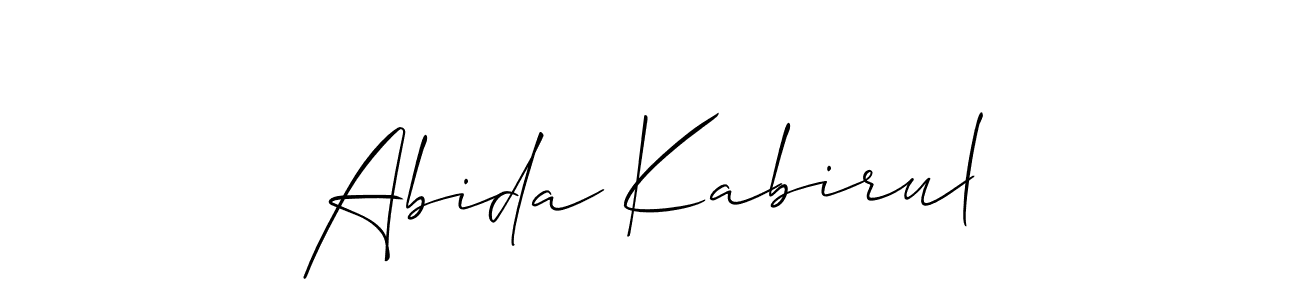 Also You can easily find your signature by using the search form. We will create Abida Kabirul name handwritten signature images for you free of cost using Allison_Script sign style. Abida Kabirul signature style 2 images and pictures png