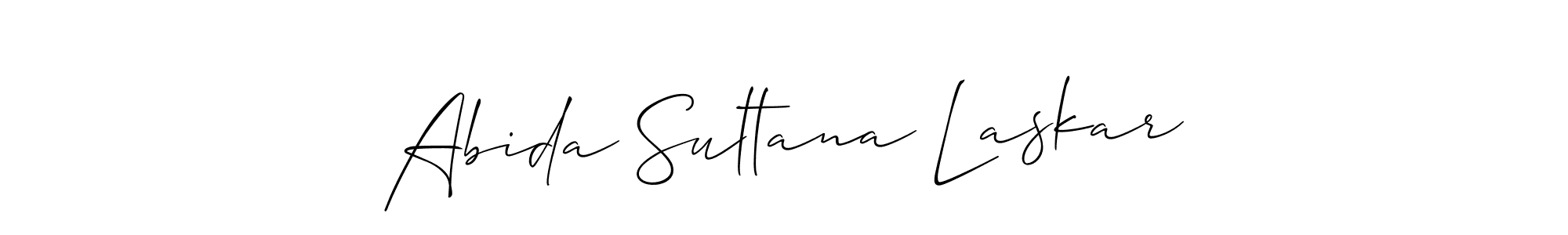 Allison_Script is a professional signature style that is perfect for those who want to add a touch of class to their signature. It is also a great choice for those who want to make their signature more unique. Get Abida Sultana Laskar name to fancy signature for free. Abida Sultana Laskar signature style 2 images and pictures png