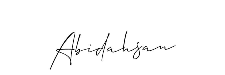 Create a beautiful signature design for name Abidahsan. With this signature (Allison_Script) fonts, you can make a handwritten signature for free. Abidahsan signature style 2 images and pictures png