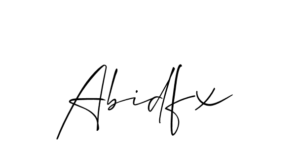 Use a signature maker to create a handwritten signature online. With this signature software, you can design (Allison_Script) your own signature for name Abidfx. Abidfx signature style 2 images and pictures png