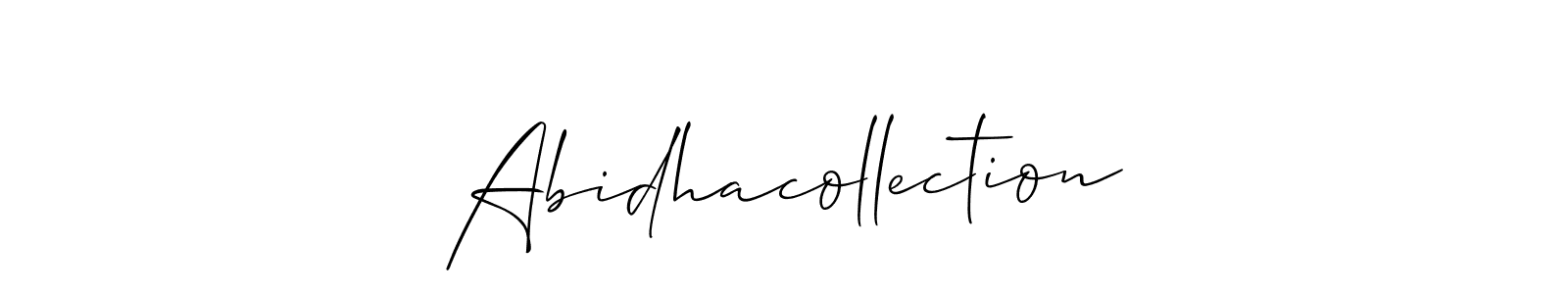 Make a beautiful signature design for name Abidhacollection. With this signature (Allison_Script) style, you can create a handwritten signature for free. Abidhacollection signature style 2 images and pictures png
