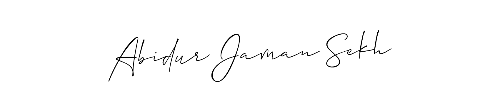 Make a short Abidur Jaman Sekh signature style. Manage your documents anywhere anytime using Allison_Script. Create and add eSignatures, submit forms, share and send files easily. Abidur Jaman Sekh signature style 2 images and pictures png