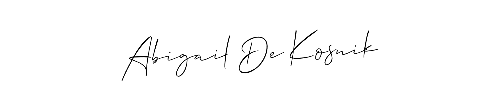 This is the best signature style for the Abigail De Kosnik name. Also you like these signature font (Allison_Script). Mix name signature. Abigail De Kosnik signature style 2 images and pictures png