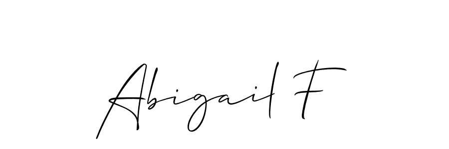 How to make Abigail F name signature. Use Allison_Script style for creating short signs online. This is the latest handwritten sign. Abigail F signature style 2 images and pictures png