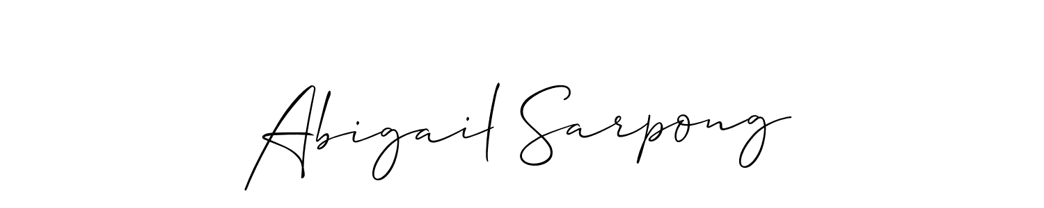 Allison_Script is a professional signature style that is perfect for those who want to add a touch of class to their signature. It is also a great choice for those who want to make their signature more unique. Get Abigail Sarpong name to fancy signature for free. Abigail Sarpong signature style 2 images and pictures png