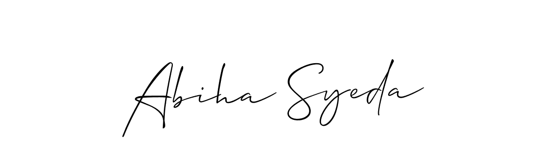 Make a beautiful signature design for name Abiha Syeda. With this signature (Allison_Script) style, you can create a handwritten signature for free. Abiha Syeda signature style 2 images and pictures png