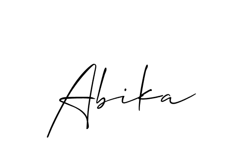 Use a signature maker to create a handwritten signature online. With this signature software, you can design (Allison_Script) your own signature for name Abika. Abika signature style 2 images and pictures png