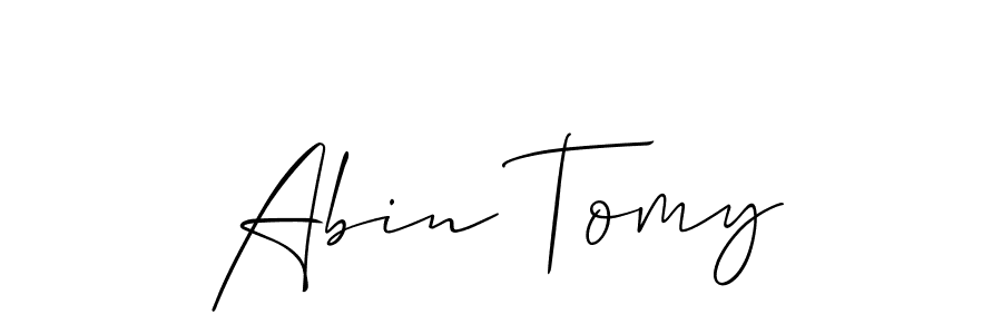 Abin Tomy stylish signature style. Best Handwritten Sign (Allison_Script) for my name. Handwritten Signature Collection Ideas for my name Abin Tomy. Abin Tomy signature style 2 images and pictures png