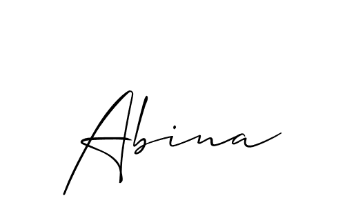 Design your own signature with our free online signature maker. With this signature software, you can create a handwritten (Allison_Script) signature for name Abina. Abina signature style 2 images and pictures png