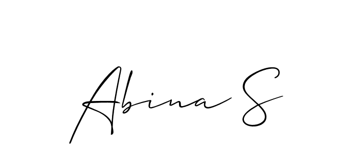 if you are searching for the best signature style for your name Abina S. so please give up your signature search. here we have designed multiple signature styles  using Allison_Script. Abina S signature style 2 images and pictures png