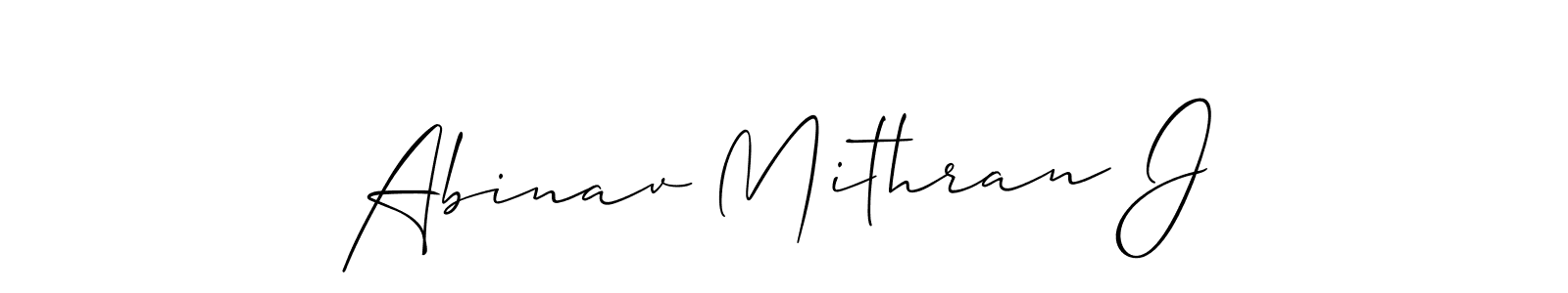 You should practise on your own different ways (Allison_Script) to write your name (Abinav Mithran J) in signature. don't let someone else do it for you. Abinav Mithran J signature style 2 images and pictures png