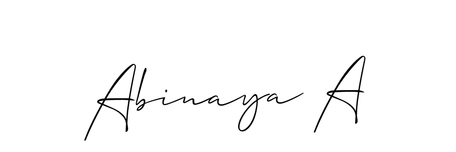 if you are searching for the best signature style for your name Abinaya A. so please give up your signature search. here we have designed multiple signature styles  using Allison_Script. Abinaya A signature style 2 images and pictures png