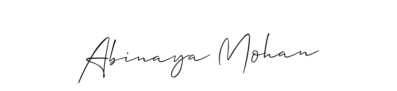 Make a beautiful signature design for name Abinaya Mohan. With this signature (Allison_Script) style, you can create a handwritten signature for free. Abinaya Mohan signature style 2 images and pictures png
