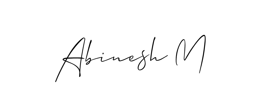 How to make Abinesh M name signature. Use Allison_Script style for creating short signs online. This is the latest handwritten sign. Abinesh M signature style 2 images and pictures png