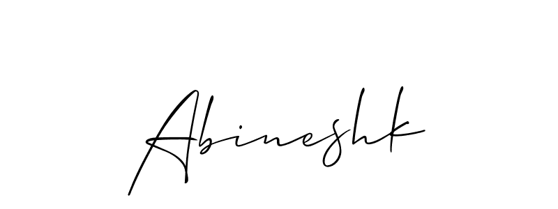 Use a signature maker to create a handwritten signature online. With this signature software, you can design (Allison_Script) your own signature for name Abineshk. Abineshk signature style 2 images and pictures png