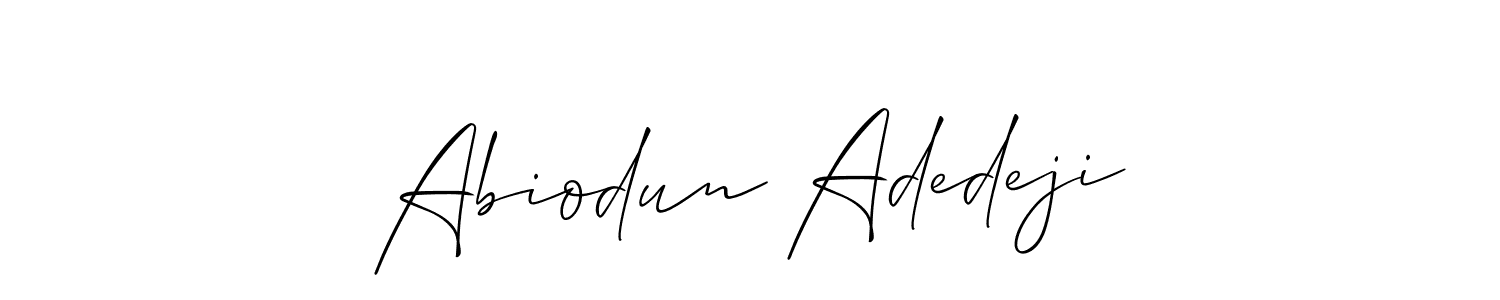 How to make Abiodun Adedeji name signature. Use Allison_Script style for creating short signs online. This is the latest handwritten sign. Abiodun Adedeji signature style 2 images and pictures png