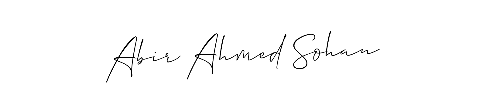 Create a beautiful signature design for name Abir Ahmed Sohan. With this signature (Allison_Script) fonts, you can make a handwritten signature for free. Abir Ahmed Sohan signature style 2 images and pictures png