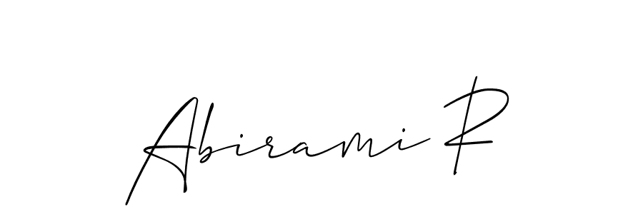 Use a signature maker to create a handwritten signature online. With this signature software, you can design (Allison_Script) your own signature for name Abirami R. Abirami R signature style 2 images and pictures png