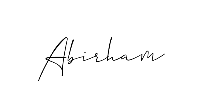 Design your own signature with our free online signature maker. With this signature software, you can create a handwritten (Allison_Script) signature for name Abirham. Abirham signature style 2 images and pictures png