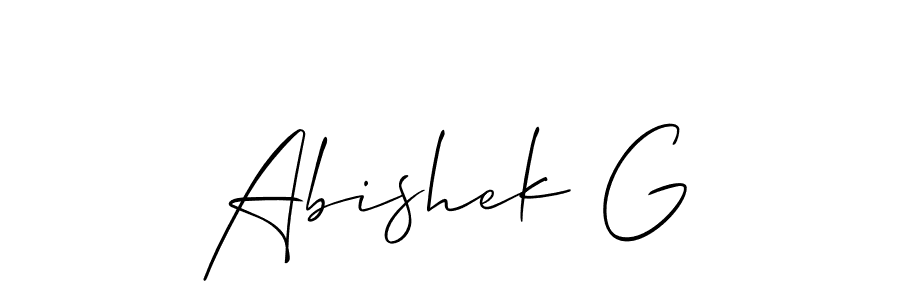 The best way (Allison_Script) to make a short signature is to pick only two or three words in your name. The name Abishek G include a total of six letters. For converting this name. Abishek G signature style 2 images and pictures png