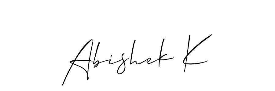 Make a beautiful signature design for name Abishek K. With this signature (Allison_Script) style, you can create a handwritten signature for free. Abishek K signature style 2 images and pictures png
