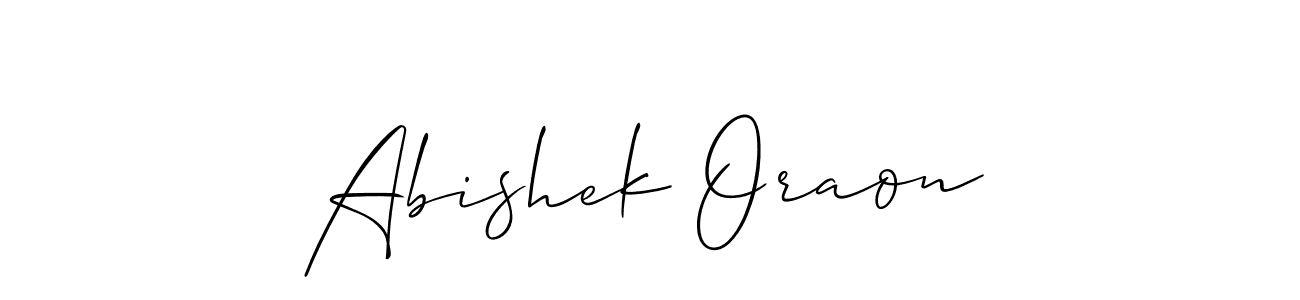 Also we have Abishek Oraon name is the best signature style. Create professional handwritten signature collection using Allison_Script autograph style. Abishek Oraon signature style 2 images and pictures png