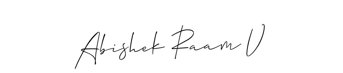 Make a beautiful signature design for name Abishek Raam V. With this signature (Allison_Script) style, you can create a handwritten signature for free. Abishek Raam V signature style 2 images and pictures png