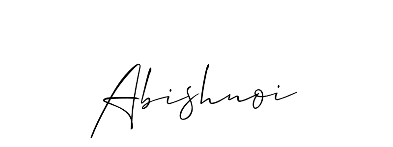 Use a signature maker to create a handwritten signature online. With this signature software, you can design (Allison_Script) your own signature for name Abishnoi. Abishnoi signature style 2 images and pictures png