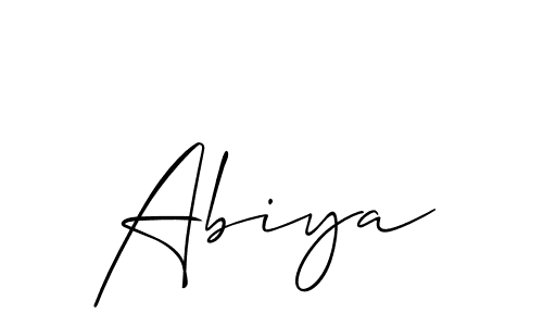 Use a signature maker to create a handwritten signature online. With this signature software, you can design (Allison_Script) your own signature for name Abiya. Abiya signature style 2 images and pictures png